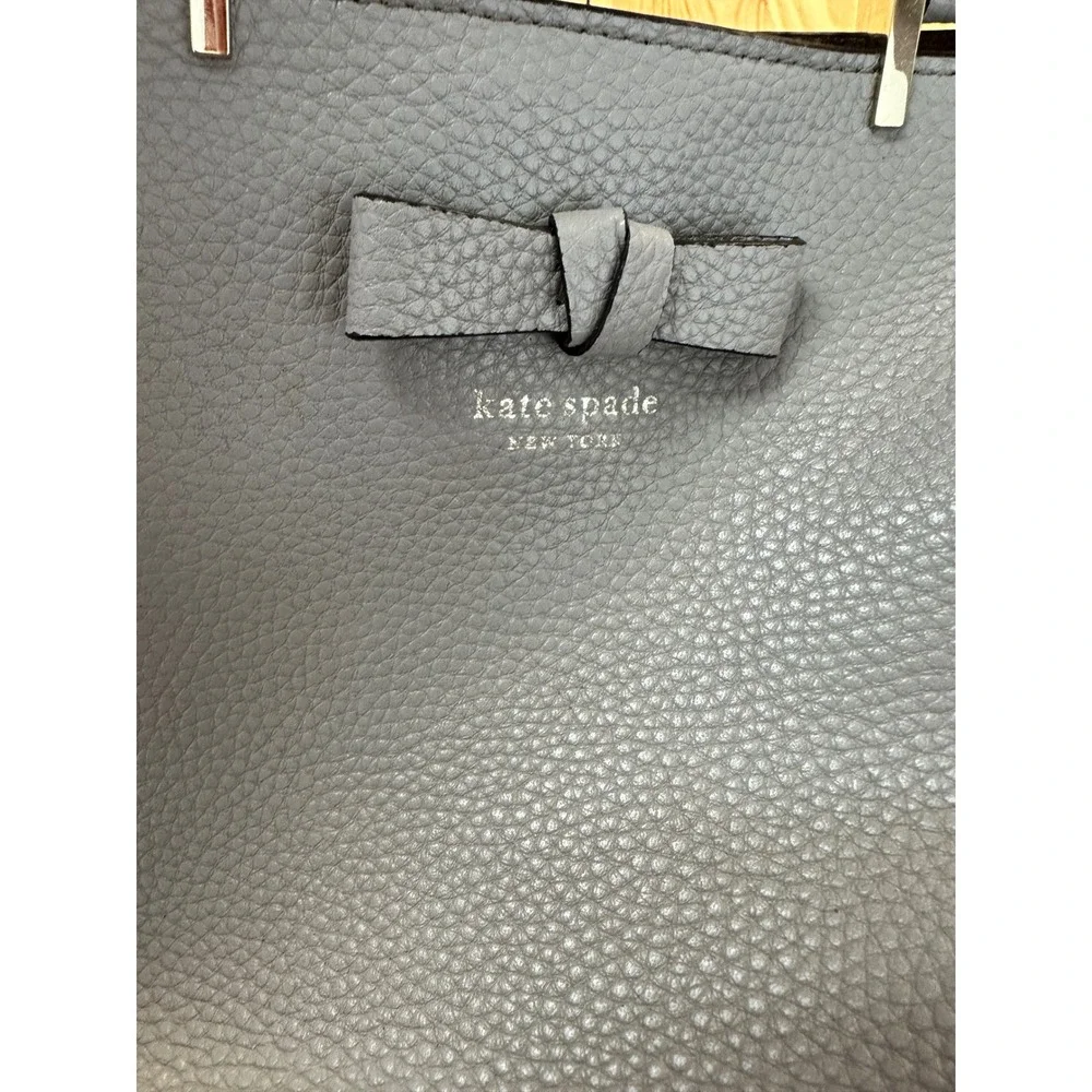 Kate Spade Satchel Crossbody Pebble Leather Bow Detail Gray Handbag‎